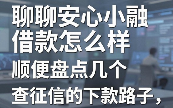 聊聊安心小融借款怎么样,顺便盘点几个不查征信的下款路子