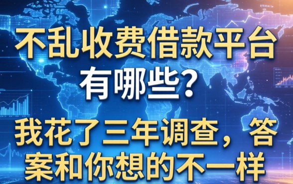 不乱收费的借款平台有哪些？我花了三年调查，答案和你想的不一样