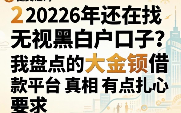 2026年还在找无视黑白户口子？我盘点的大金额借款平台真相有点扎心