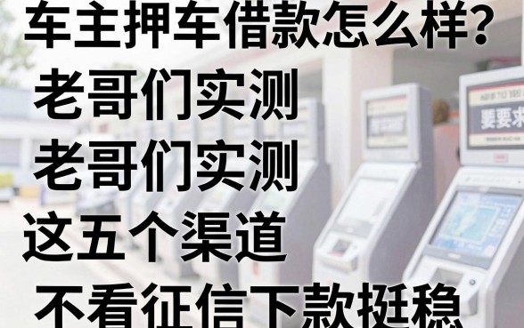 车主押车借款怎么样？老哥们实测这五个渠道，不看征信下款挺稳