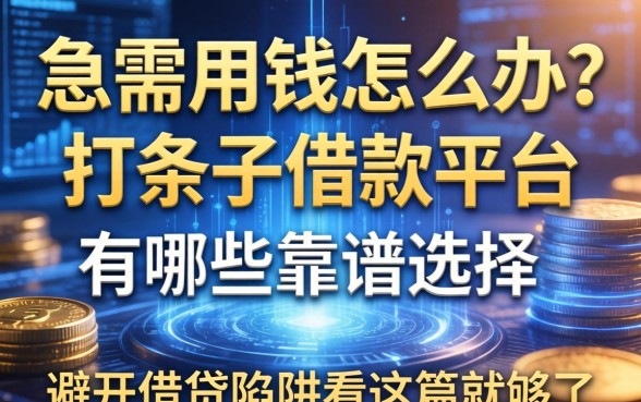 急需用钱怎么办？打条子借款平台有哪些靠谱选择？避开借贷陷阱看这篇就够了