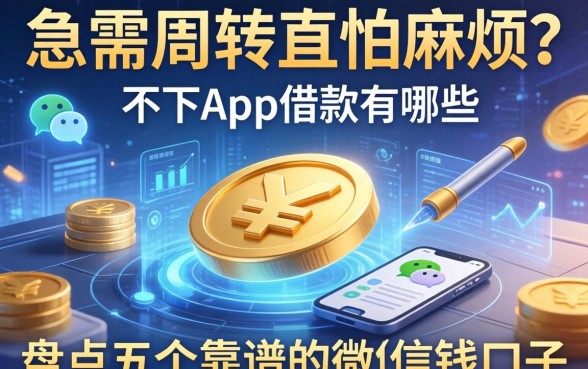 急需周转又怕麻烦？不下app的借款有哪些？盘点五个靠谱的微信借钱口子