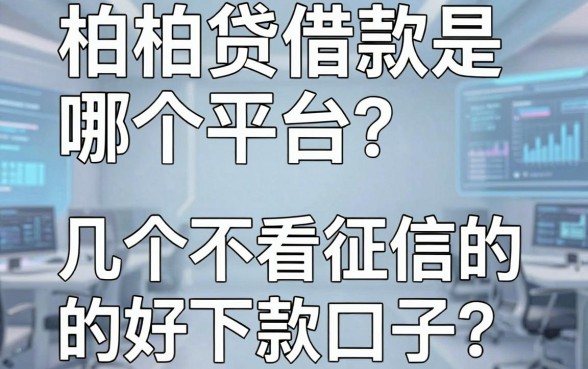 柏柏贷借款是哪个平台？老哥实测分享几个不看征信的好下款口子