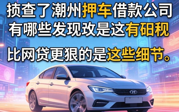 我查了潮州押车借款公司有哪些,发现比网贷更狠的是这些细节