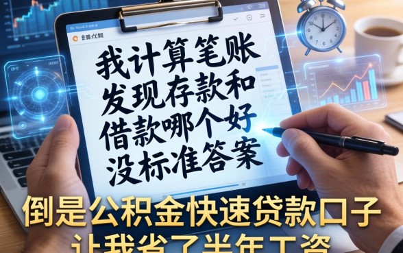 我算了笔账,发现存款和借款哪个好没标准答案,倒是公积金快速贷款口子让我省了半年工资