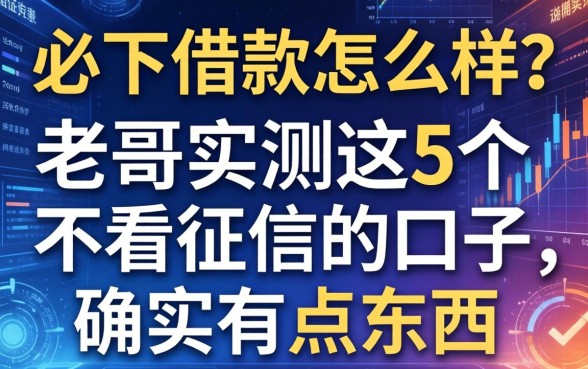 必下借款怎么样？老哥实测这5个不看征信的口子，确实有点东西