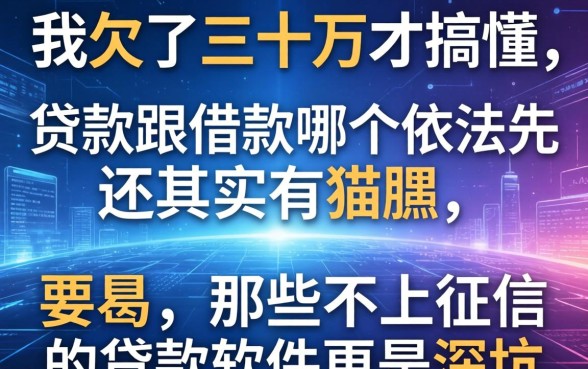 我欠了三十万才搞懂，贷款跟借款哪个依法先还其实有猫腻，那些不上征信的贷款软件更是深坑