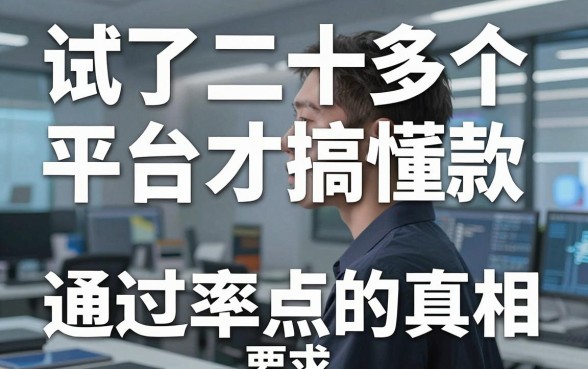 试了二十多个平台才搞懂app借款哪个通过率高点的真相