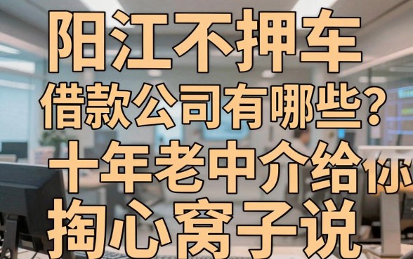 阳江不押车借款公司有哪些？十年老中介给你掏心窝子说
