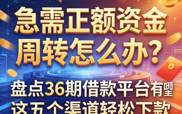 急需大额资金周转怎么办？盘点36期借款的平台有哪些，这五个渠道轻松下款