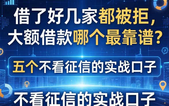 借了好几家都被拒，大额借款哪个最靠谱？分享五个不看征信的实战口子