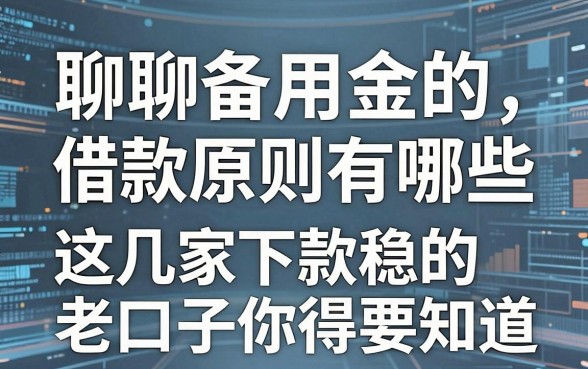 聊聊备用金的借款原则有哪些,这几家下款稳的老口子你得知道