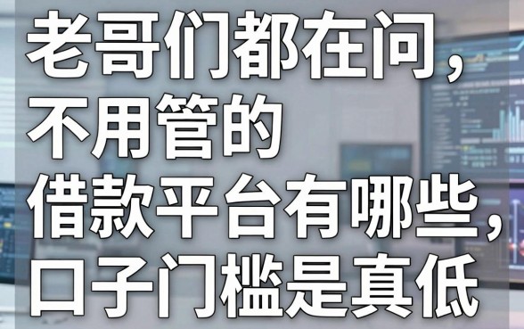 老哥们都在问不用管的借款平台有哪些，实测这五个口子门槛是真低