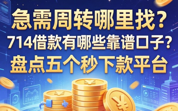 急需周转哪里找？714借款有哪些靠谱口子？盘点五个秒下款平台