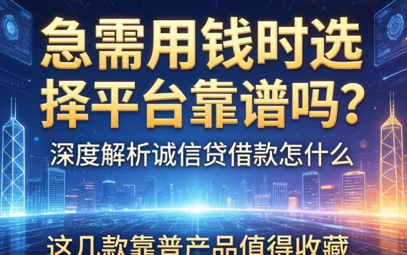 急需用钱时选择平台靠谱吗？深度解析诚信贷借款怎么样，这几款靠谱产品值得收藏