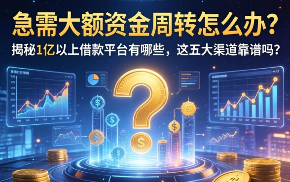 急需大额资金周转怎么办？揭秘1亿以上借款平台有哪些，这五大渠道靠谱吗？
