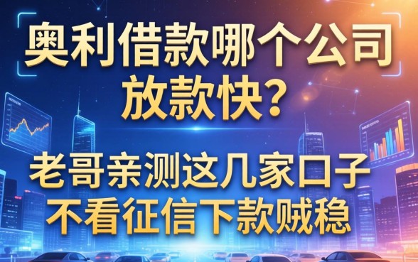 奥利借款哪个公司放款快？老哥亲测这几家口子不看征信下款贼稳