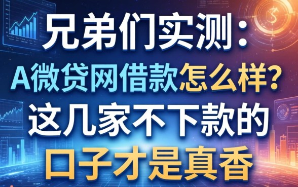 兄弟们实测：a微贷网借款怎么样？这几家不下款的口子才是真香