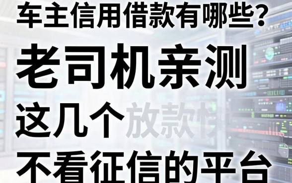 车主信用借款有哪些？老司机亲测这几个放款快不看征信的平台