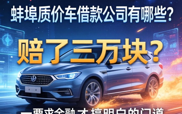 蚌埠质押车借款公司有哪些?我赔了三万块才搞明白的门道