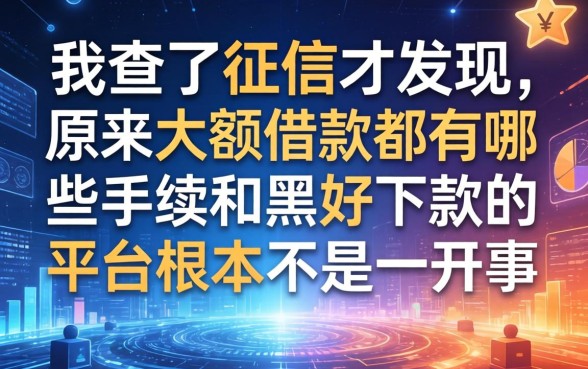 我查了征信才发现,原来大额借款都有哪些手续和黑户好下款的平台根本不是一回事