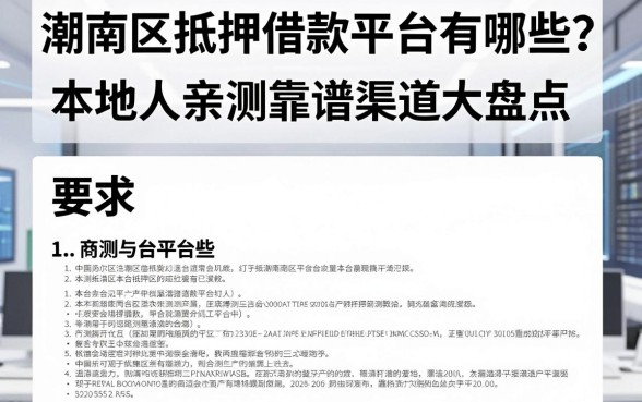 潮南区抵押借款平台有哪些?本地人亲测靠谱渠道大盘点