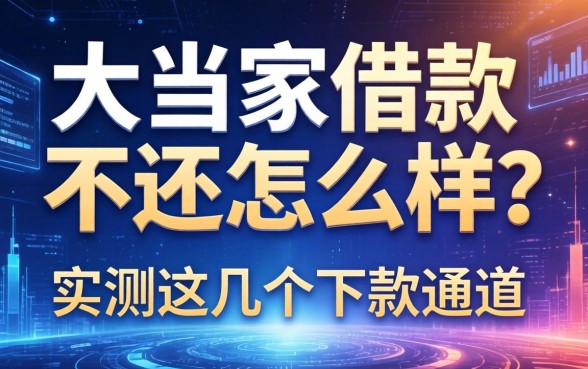 大当家借款不还怎么样？实测这几个下款通道
