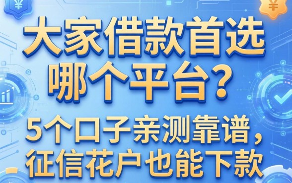 大家借款首选哪个平台？这5个口子亲测靠谱，征信花户也能下款