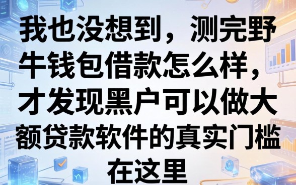 我也没想到，测完野牛钱包借款怎么样，才发现黑户可以做大额贷款软件的真实门槛在这里