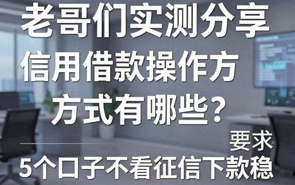 老哥们实测分享:信用借款操作方式有哪些?这5个口子不看征信下款稳