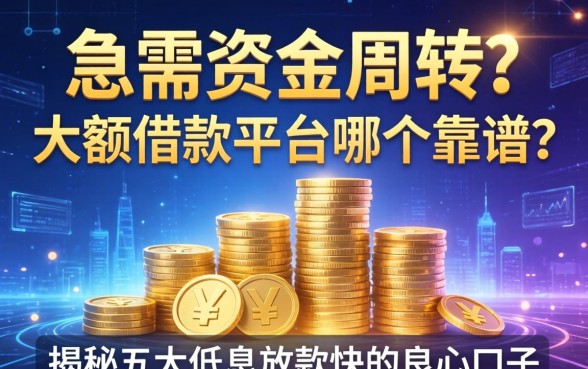 急需资金周转？大额借款平台哪个靠谱？揭秘五大低息放款快的良心口子