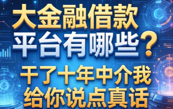 大金融借款平台有哪些？干了十年中介我给你说点真话