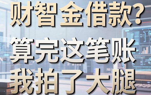 财智金借款怎么样？算完这笔账我拍了大腿