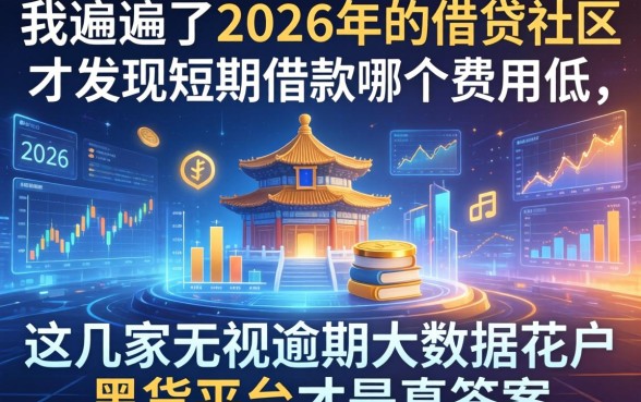 我翻遍了2026年的借贷社区，才发现短期借款哪个费用低，这几家无视逾期大数据花户黑户平台才是真答案