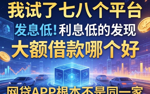 我试了七八个平台，发现大额借款哪个好和利息低的网贷app根本不是同一家