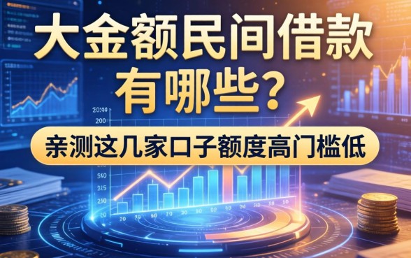 大金额的民间借款有哪些？亲测这几家口子额度高门槛低