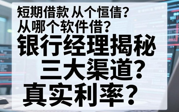 短期借款从哪个软件借?银行经理揭秘三大渠道真实利率