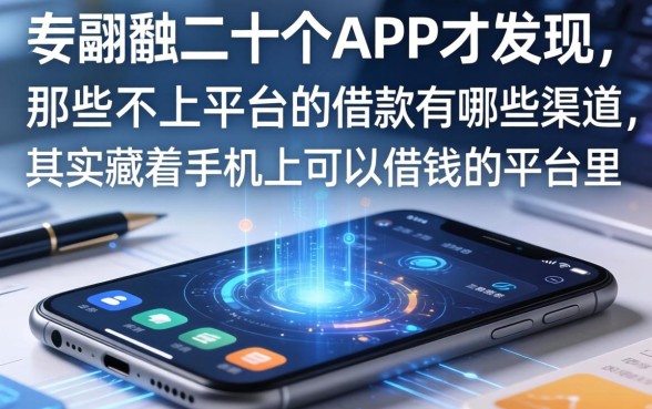 我翻了二十个APP才发现,那些不上平台的借款有哪些渠道,其实藏着手机上可以借钱的平台里