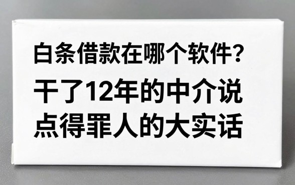 白条借款在哪个软件?干了12年的中介说点得罪人的大实话