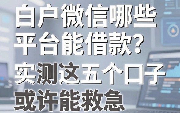 白户微信哪些平台能借款?实测这五个口子或许能救急