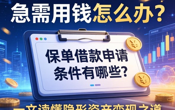 急需用钱怎么办?保单借款申请条件有哪些?一文读懂隐形资产变现之道