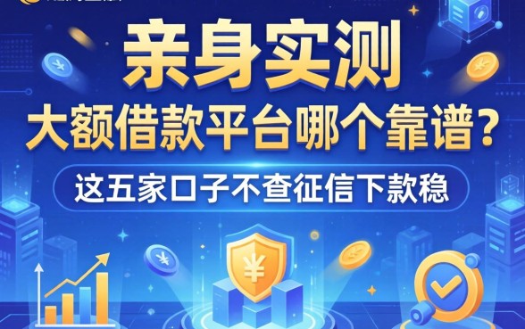 亲身实测：大额借款平台哪个靠谱？这五家口子不查征信下款稳