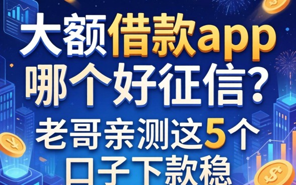 大额借款app哪个好通过征信？老哥亲测这5个口子下款稳