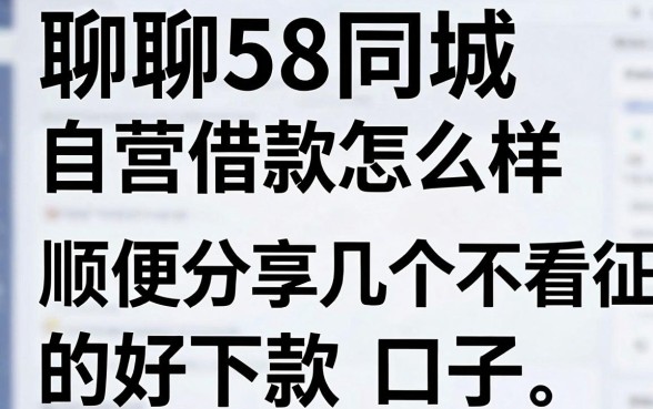 聊聊58同城自营借款怎么样,顺便分享几个不看征信的好下款口子