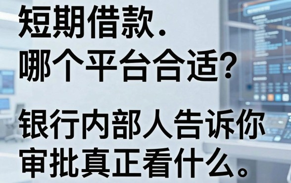 短期借款哪个平台合适?银行内部人告诉你审批真正看什么