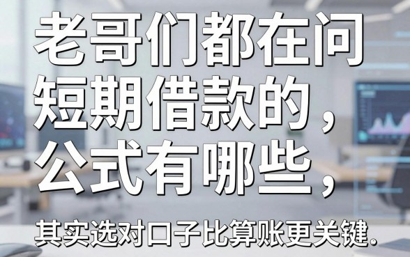 老哥们都在问短期借款的公式有哪些,其实选对口子比算账更关键