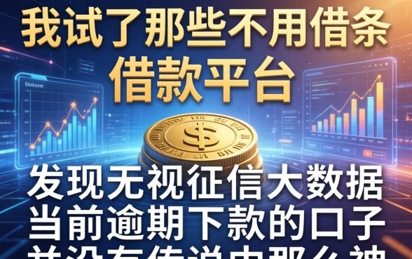我试了那些不用借条的借款平台，发现无视征信大数据当前逾期下款的口子并没有传说中那么神