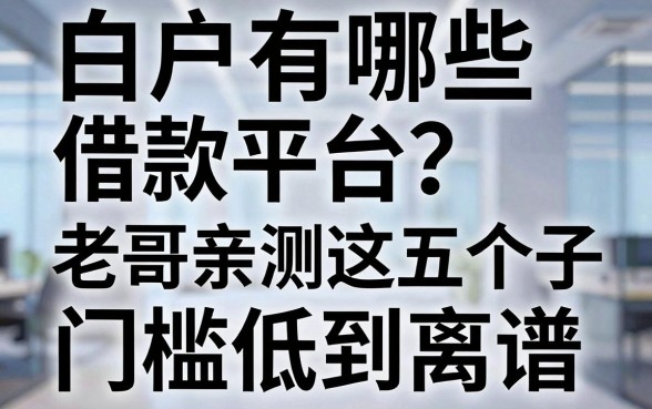 白户有哪些借款平台?老哥亲测这五个口子门槛低到离谱