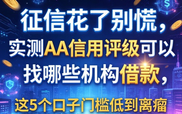 征信花了别慌，实测AA信用评级可以找哪些机构借款，这5个口子门槛低到离谱