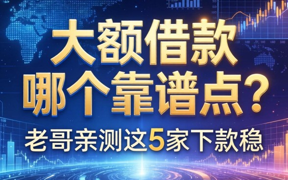 大额借款哪个靠谱点？老哥亲测这5家下款稳